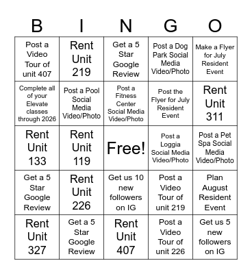 The Nines Bingo Card
