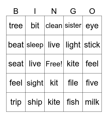 I sounds Bingo Card