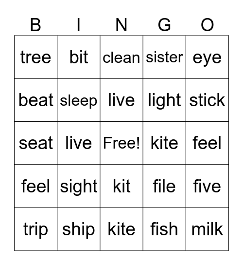 I sounds Bingo Card