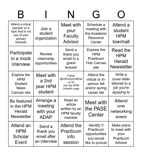 HPM MPH/MSPH BINGO Card