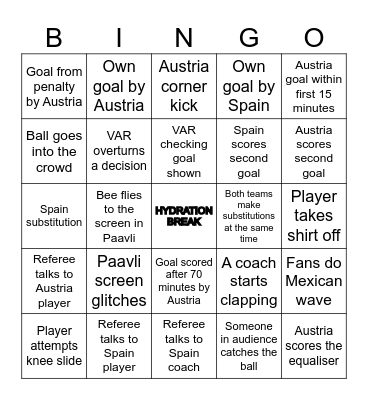 FOOTBALL BINGO Card