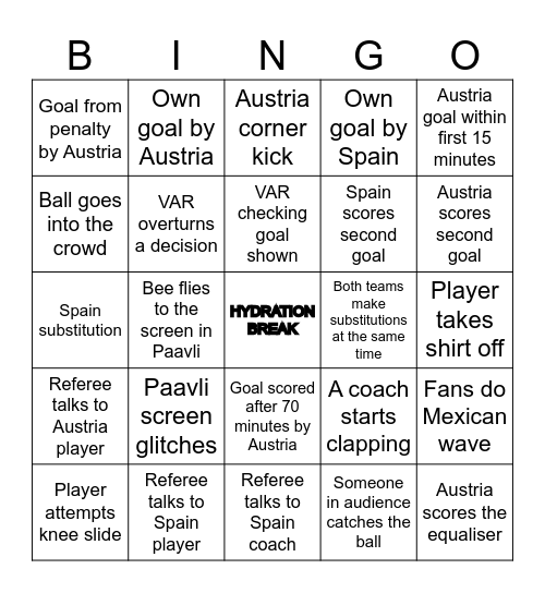 FOOTBALL BINGO Card