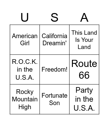 SING AN AMERICAN TUNE Bingo Card