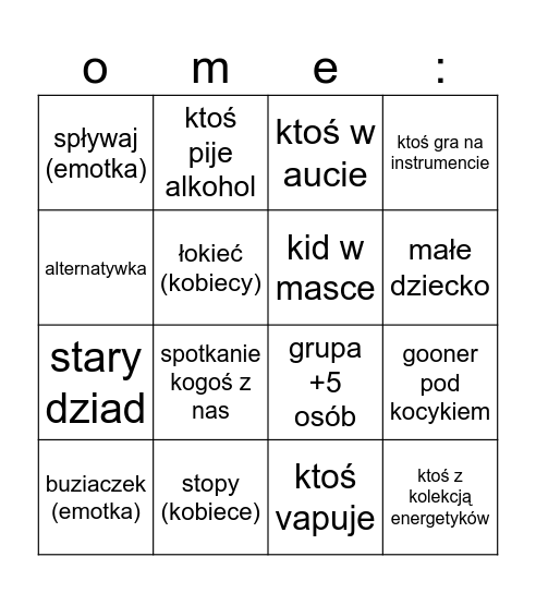 ome Bingo Card