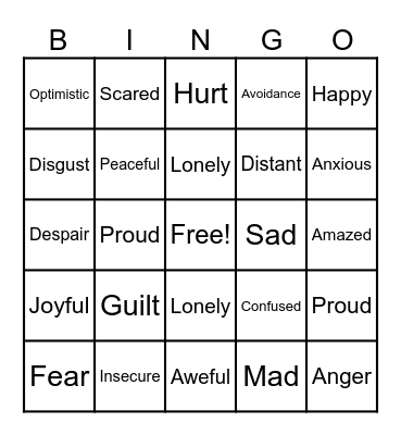 FEELINGS BINGO Card