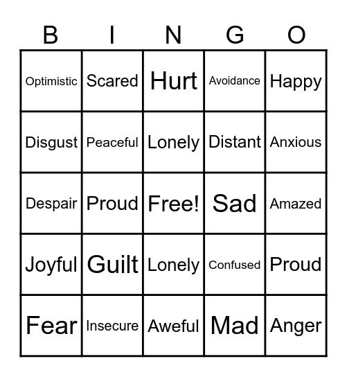 FEELINGS BINGO Card