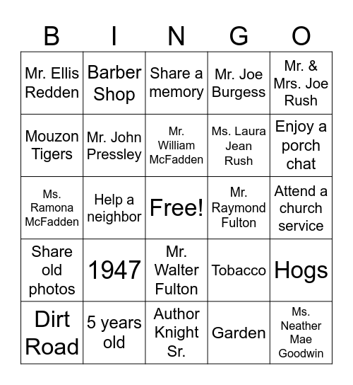 Our Story Bingo Card