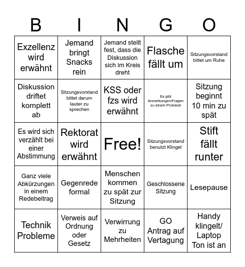 StuRa Plenum Bingo Card