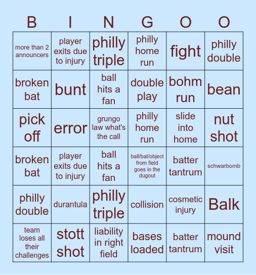 PHILLIES Bingo Card