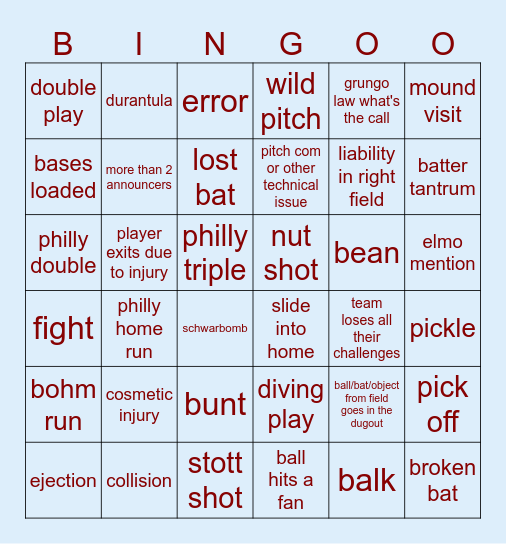PHILLIES Bingo Card