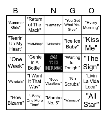 MUSIC BINGO Card