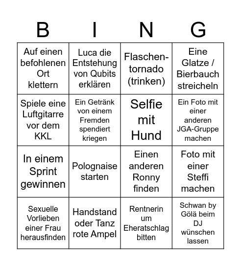 Ronny Bingo Card