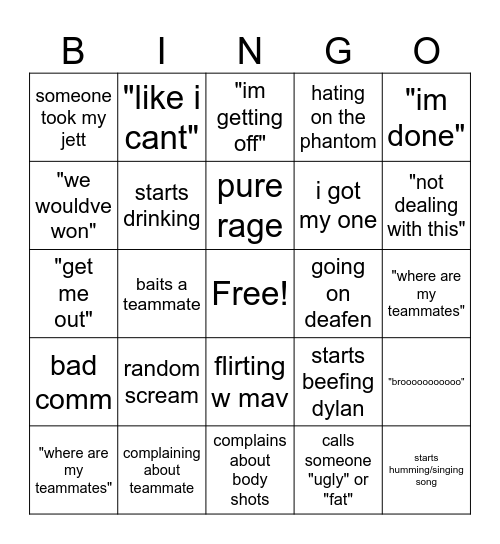 Nat Bingo Squares Bingo Card
