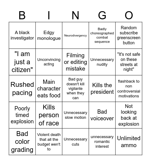 Punishe- I MEAN UHM, CITIZEN VIGILANTE Bingo Card