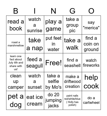 4th of July Bingo Card