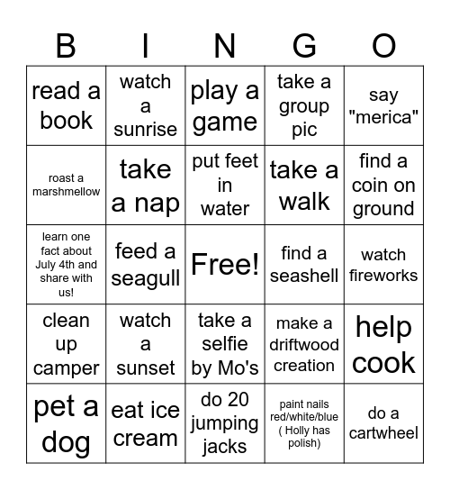 4th of July Bingo Card