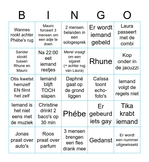 HOUSEPARTY BINGO Card