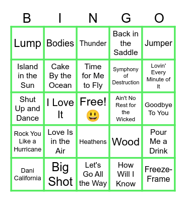 MUSIC BINGO at the Ann Arbor Eagles!  Energy or Mood?  Either way, I'm up! 🌞 Bingo Card
