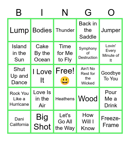 MUSIC BINGO at the Ann Arbor Eagles!  Energy or Mood?  Either way, I'm up! 🌞 Bingo Card