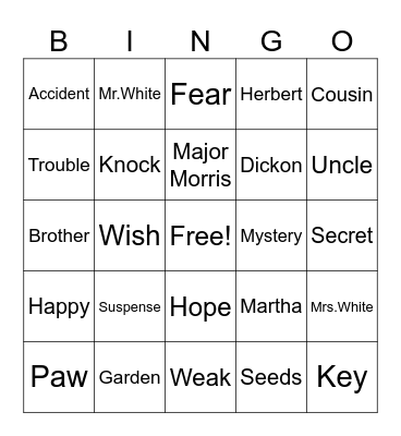 Vocabulary Bingo Card