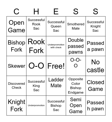 Chess Bingo Card