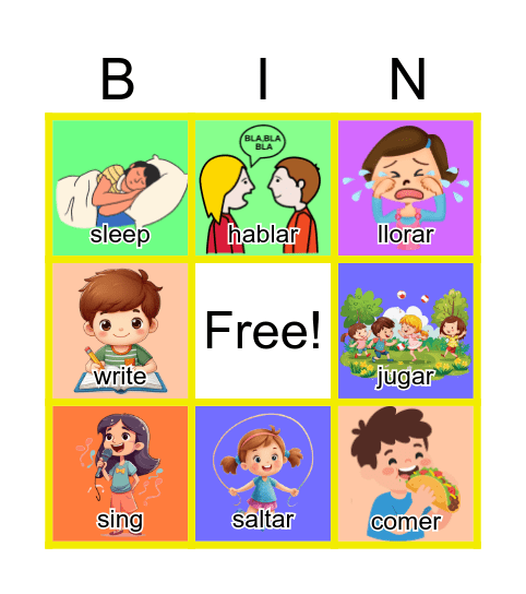 VERBS Bingo Card