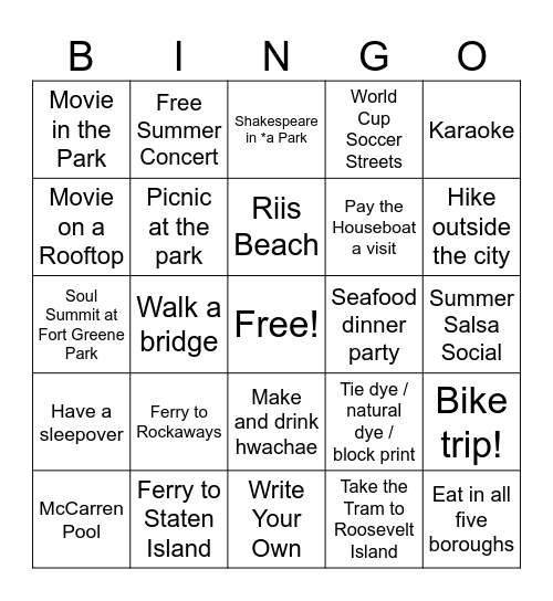 summer bingo°❀⋆ Bingo Card