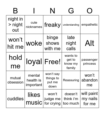 GF application bingo Card
