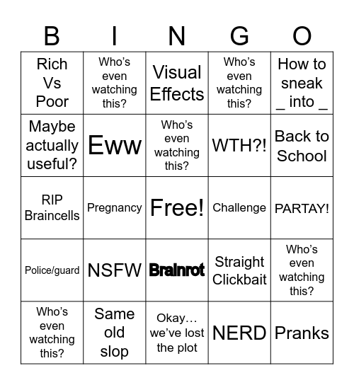 Troom Troom Bingo Card