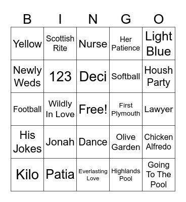 Jonah and Patia Bingo Card