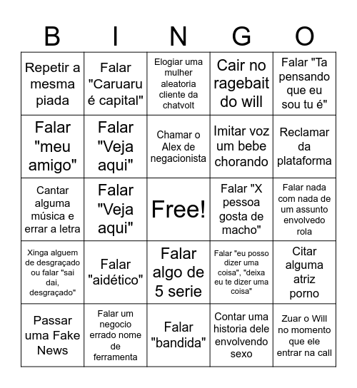 Queiroz Bingo Card