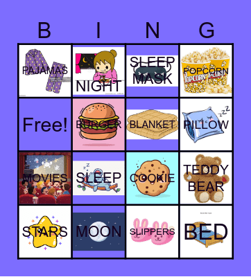 HELEN'S SLUMBER PARTY Bingo Card