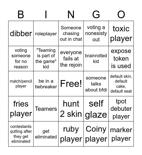TPOT ROBLOX BINGO Card