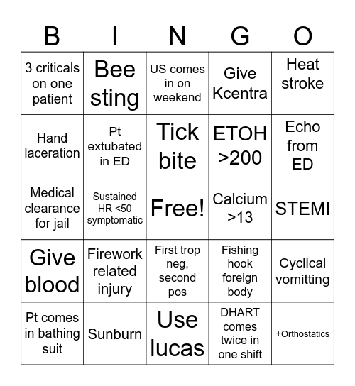 July Bingo Card
