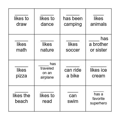 Human Bingo Card