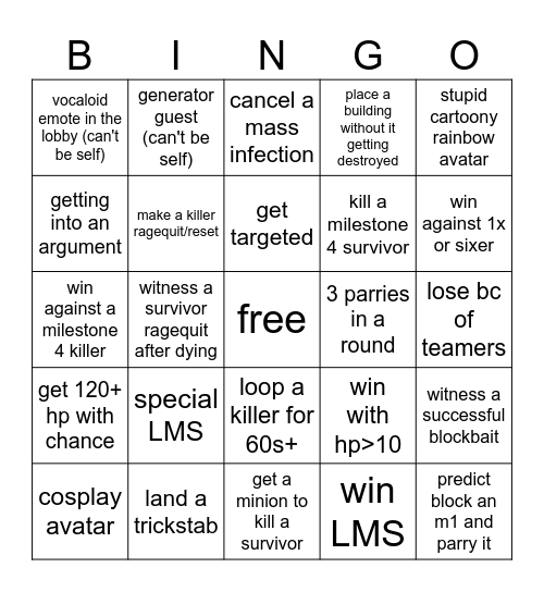 FORSAKEN BINGO Card