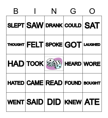 Regular and Irregular Verbs in the Past Bingo Card