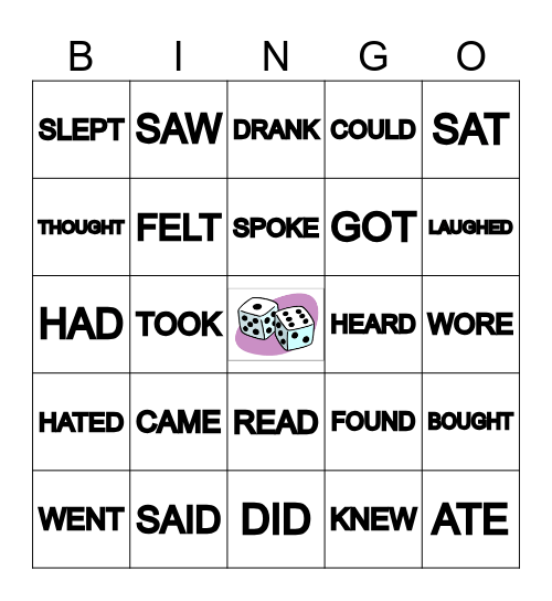 Regular and Irregular Verbs in the Past Bingo Card
