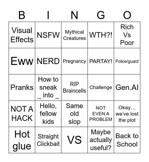 Troom Troom Bingo Card