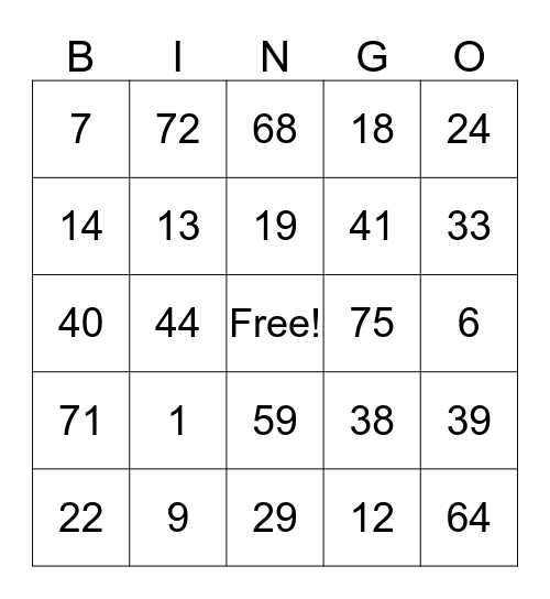 Untitled Bingo Card