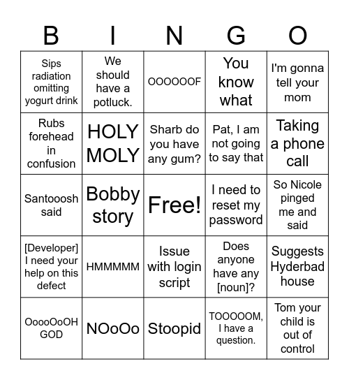 Monika Board Bingo Card