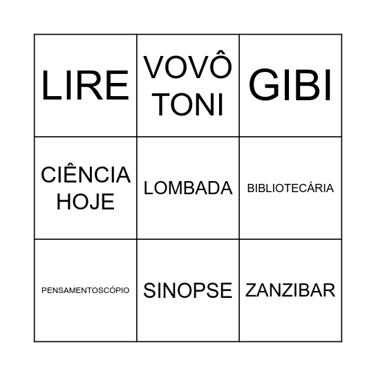BINGO LITERÁRIO Bingo Card