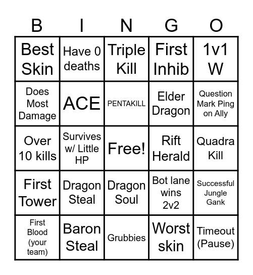 COMMUNITY CLASH BINGO CARD Bingo Card