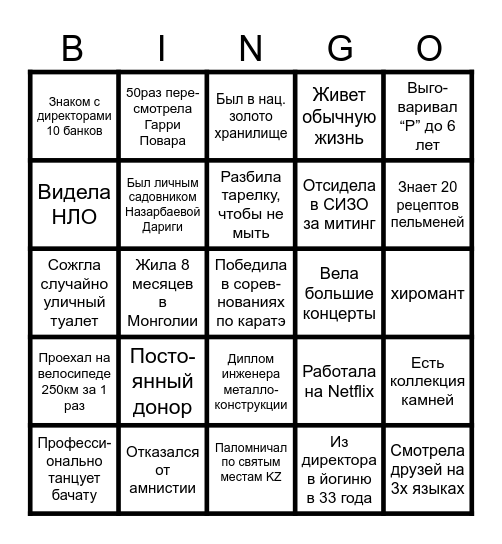 Свадебное бинго Bingo Card