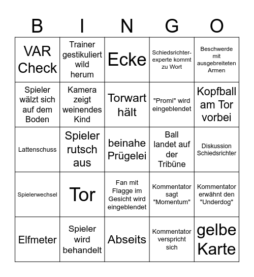 Wilde 13 Fußballabend Bingo Card