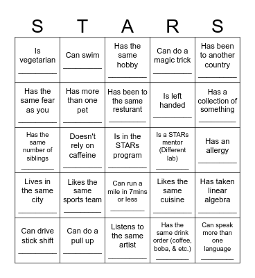 Find someone who..... Bingo Card