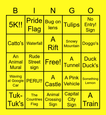 Lemon's Geoguessr Bingo Card