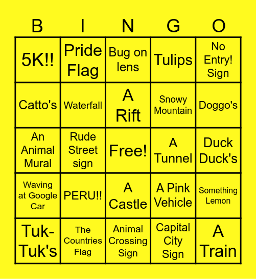 Lemon's Geoguessr Bingo Card