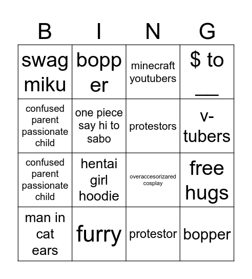 vacation Bingo Card
