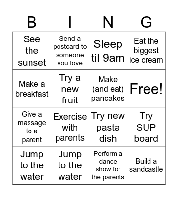 Italian summer Bingo Card
